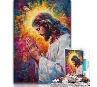 Jigsaw Puzzles for Adults 1000 Jigsaws Jesus Oil Painting,Challenging Game And Family Play with Matching Poster And Trivia Sheet 38x26cm