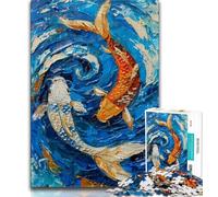 Jigsaw Puzzles for Adults 1000 Jigsaws Koi Fish,Challenging Game And Family Play Educational Game for Birthday,Chrismas (38x26cm)