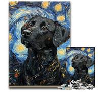Jigsaw Puzzles for Adults 1000 Jigsaws Labrador Under The Night Sky Wooden Puzzles Educational Games, Enhance Love between Couples for Age 14 Years Up 50X75CM