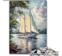 Jigsaw Puzzles for Adults 1000 Jigsaws Large Saillboat on The River Educational Games Home Decoration Educational Game for Birthday, Chrismas (size 26x38cm)