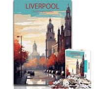 Jigsaw Puzzles for Adults 1000 Jigsaws Liverpool United Kingdom, Family Game Stress Reliever Difficult Challenge,Parent-child Interaction for Age 14 38x26cm
