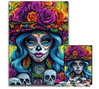 Jigsaw Puzzles for Adults 1000 Jigsaws Mexican Skull Girls Cardboard Jigsaw Puzzles for 14+ Difficult to Complete But Fun And Humorous Birthday Gift 26X38CM