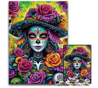 Jigsaw Puzzles for Adults 1000 Jigsaws Mexican Skull Girls Cardboard Jigsaw Puzzles for 14+ Difficult to Complete But Fun And Humorous Birthday Gift 26X38CM