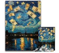 Jigsaw Puzzles for Adults 1000 Jigsaws Night Sky Dollar Bills Wooden Puzzles Educational Games, Enhance Love between Couples for Age 14 Years Up 50X75CM