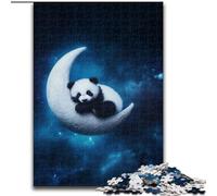 Jigsaw Puzzles for Adults 1000 Jigsaws Panda on The Moon,Challenging Game And Family Play with Matching Poster And Trivia Sheet 50x75cm