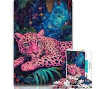 Jigsaw Puzzles for Adults 1000 Jigsaws Pink Cheetah,Educational Games Home Decoration for Is Ideal As A Gift for The Whole Family 75x50cm