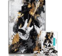 Jigsaw Puzzles for Adults 1000 Jigsaws Playing Guitar Oil Painting,Learning Educational Toys Family Games Suitable for Desktop Decoration 38x26cm