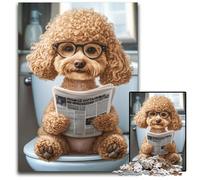 Jigsaw Puzzles for Adults 1000 Jigsaws Poodle on The Toilet Wooden Puzzles Challenging Game Toys, Unique Birthday And Gifts for Age 14 Years Up 50X75CM