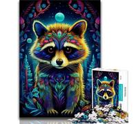 Jigsaw Puzzles for Adults 1000 Jigsaws Psychedelic Animal Raccoon,Educational Games Home Decoration Birthday Present,Gifts,Wall Art (75x50cm)