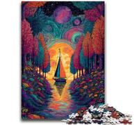 Jigsaw Puzzles for Adults 1000 Jigsaws Psychedelic Boat Help The Brain Exercise Addictive Toys to Cultivate Patience Perfect Decoration 26x38cm