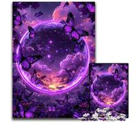 Jigsaw Puzzles for Adults 1000 Jigsaws Purple Butterfly Planet Cardboard Puzzles Intricate Design for Teenagers, DIY Decor, And Brain-Boosting Fun 26X38CM