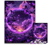 Jigsaw Puzzles for Adults 1000 Jigsaws Purple Butterfly Planet Puzzle Learning Educational Toys,is Ideal As Gifts for The Whole Family for Ages 14+ 50X75CM