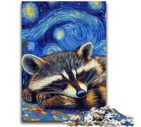 Jigsaw Puzzles for Adults 1000 Jigsaws Raccoon Starry Sky Educational Games Home Decoration for Is Ideal As A Gift for The Whole Family 26x38cm
