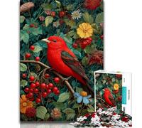 Jigsaw Puzzles for Adults 1000 Jigsaws Red Bird And Flowers,Educational Family Game Wall Decoration Unique Birthday And Xmas Gifts 38x26cm