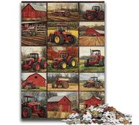 Jigsaw Puzzles for Adults 1000 Jigsaws Red Tractor Collage Help The Brain Exercise Addictive Toys to Cultivate Patience Perfect Decoration 50x75cm