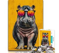 Jigsaw Puzzles for Adults 1000 Jigsaws Rhino with Glasses,Educational Family Game Wall Decoration Unique Birthday And Xmas Gifts 38x26cm