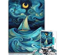 Jigsaw Puzzles for Adults 1000 Jigsaws Sailboat Under The Night Sky, Staycation Kill Time,for Is Ideal As A Gift for The Whole Family for And 14 Years Old 38x26cm
