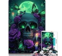 Jigsaw Puzzles for Adults 1000 Jigsaws Skull And Butterfly,Learning Educational Toys Family Games Suitable for Desktop Decoration 38x26cm