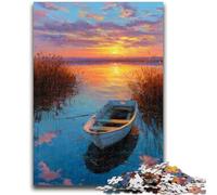 Jigsaw Puzzles for Adults 1000 Jigsaws Small Boat at Sunset Educational Games Home Decoration Educational Game for Birthday, Chrismas 26x38cm