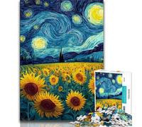 Jigsaw Puzzles for Adults 1000 Jigsaws Starry Sky Sunflower,Family Activity Fun at Home Activities,Birthday Present,Travel Gifts (38x26cm)