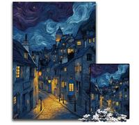 Jigsaw Puzzles for Adults 1000 Jigsaws Street Under The Night Sky Wooden Puzzles Educational Games, Enhance Love between Couples for Age 14 Years Up 50X75CM