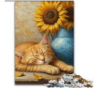 Jigsaw Puzzles for Adults 1000 Jigsaws Sunflowers And Cats, Elephant Toy Intellectual Game Birthday Present, Gifts, Wall Art for Ages 14+ (Size 50x75cm)