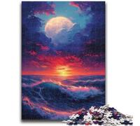Jigsaw Puzzles for Adults 1000 Jigsaws Sunset And Waves Educational Games Home Decoration for Is Ideal As A Gift for The Whole Family 26x38cm
