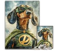 Jigsaw Puzzles for Adults 1000 Jigsaws Superman Dachshund Cardboard Puzzles Educational Games, Enhance Love between Couples for Age 14 Years Up 26X38CM