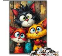 Jigsaw Puzzles for Adults 1000 Jigsaws Three Cats, Decompressing Intellectual Educational Toy Birthday Present, Gifts, Wall Art (Size 26x38cm)