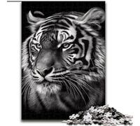 Jigsaw Puzzles for Adults 1000 Jigsaws Tiger Face Black And White, Decompressing Intellectual Educational Toy Birthday Present, Gifts, Wall Art (Size 50x75cm)
