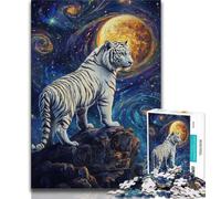 Jigsaw Puzzles for Adults 1000 Jigsaws Tiger Under The Night Sky,Educational Games Home Decoration Educational Game for Birthday,Chrismas (38x26cm)