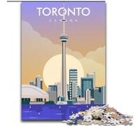 Jigsaw Puzzles for Adults 1000 Jigsaws Toronto Skyline Illustration, for 14+ For Family Fun & Game Night Artists' Collection, Fine Arts 50x75cm