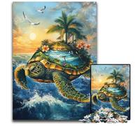Jigsaw Puzzles for Adults 1000 Jigsaws Turtle Island Scene Wooden Puzzles Educational Games, Enhance Love between Couples for Age 14 Years Up 50X75CM