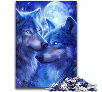 Jigsaw Puzzles for Adults 1000 Jigsaws Two Blue Wolves Toys Educational Games Stress Relieving Artists Collection, Fine Art 26x38cm