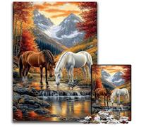 Jigsaw Puzzles for Adults 1000 Jigsaws Two Horses Cardboard Puzzles Educational Games, Enhance Love between Couples for Age 14 Years Up 26X38CM