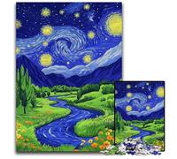 Jigsaw Puzzles for Adults 1000 Jigsaws Van Gogh Night Sky Wooden Puzzles Intricate Design for Teenagers, DIY Decor, And Brain-Boosting Fun 50X75CM