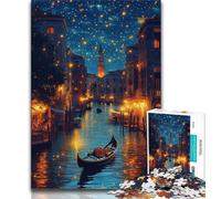 Jigsaw Puzzles for Adults 1000 Jigsaws Venice Under The Night Sky,Challenging Game And Family Play with Matching Poster And Trivia Sheet 75x50cm