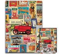 Jigsaw Puzzles for Adults 1000 Jigsaws Vintage Postage Stamps Collage Cardboard Jigsaw Puzzles for Birthdays, Holidays, Best for Christmas 26X38CM