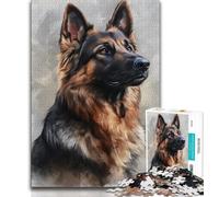 Jigsaw Puzzles for Adults 1000 Jigsaws Watercolor German Shepherd,Help The Brain Exercise Addictive Toys to Cultivate Patience Artists Collection,Fine Art 75x50cm