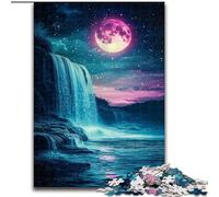 Jigsaw Puzzles for Adults 1000 Jigsaws Waterfall in The Moonlight, for And 14 Years And over for Educational Game Challenge Toy Gift for Birthdays 50x75cm