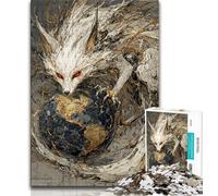 Jigsaw Puzzles for Adults 1000 Jigsaws White Fox And Earth,Learning Educational Toys Family Games Suitable for Desktop Decoration 38x26cm