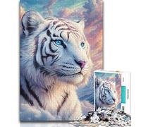 Jigsaw Puzzles for Adults 1000 Jigsaws White Tiger,Learning Educational Toys Family Games Suitable for Desktop Decoration 38x26cm