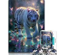 Jigsaw Puzzles for Adults 1000 Jigsaws White Tiger,Learning Educational Toys Family Games Suitable for Desktop Decoration 38x26cm