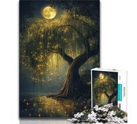 Jigsaw Puzzles for Adults 1000 Jigsaws Willow Tree Under The Moon,Challenging Game Toys Wall Decoration Unique Birthday And Xmas Gifts 75x50cm