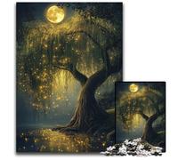 Jigsaw Puzzles for Adults 1000 Jigsaws Willow Tree Under The Moon Puzzle Learning Educational Toys,is Ideal As Gifts for The Whole Family for Ages 14+ 26X38CM