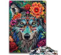 Jigsaw Puzzles for Adults 1000 Jigsaws Wolf And Flowers for 14+ Unique Challenge Game Family Games Christmas Birthday Gifts 50x75cm