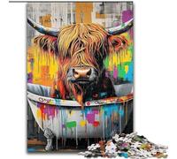 Jigsaw Puzzles for Adults 1000 Jigsaws Yak Oil Painting, Suitable for People Aged 14 And Above Challenging To Complete But Fun And Humorous Great Gift (Size 26x38cm)