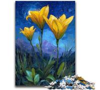 Jigsaw Puzzles for Adults 1000 Jigsaws Yellow Lilies in The Night Sky Toys Educational Games Stress Relieving Artists Collection, Fine Art 26x38cm