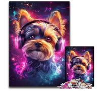 Jigsaw Puzzles for Adults 1000 Jigsaws Yorkshire Terrier Listening to Music Puzzle Learning Educational Toys,is Ideal As Gifts for The Whole Family for Ages 14+ 50X75CM