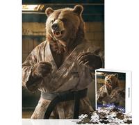 Jigsaw Puzzles for Adults 1000 Jiu Jitsu Black Belt Bear Toy Wall Decor Secret Santa Gifts Relaxing Games Artists' Collection, Fine Arts Size 50x75cm